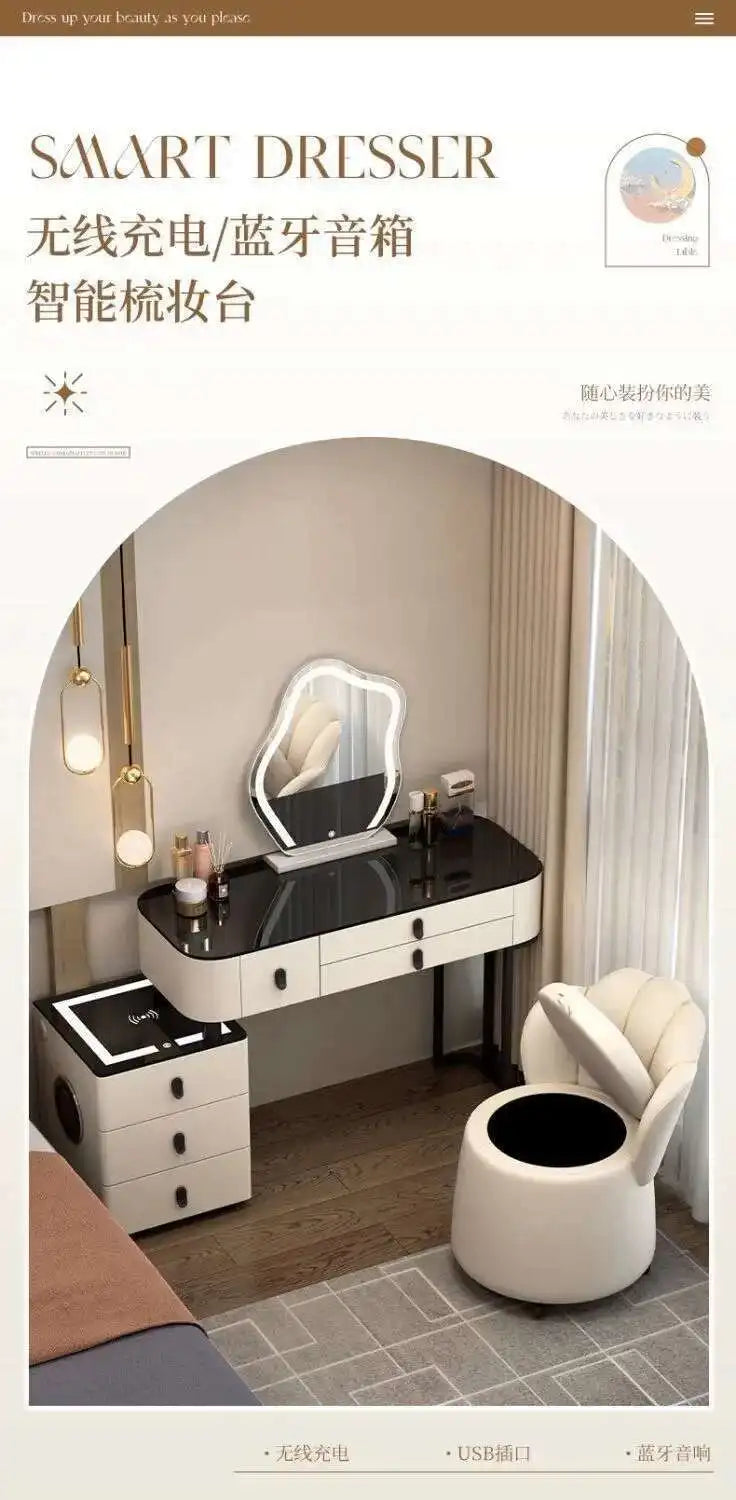 Luxury Shelf Cosmetics Makeup Dressing Table Bedroom Storage Drawers Vanity Table Modern