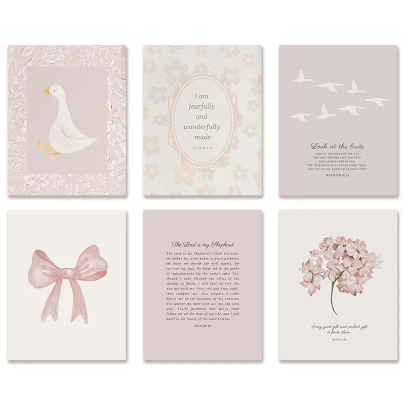 Pink Boho Bow Canvas Painting Christian Bible Scripture Art Poster Gallery Wall