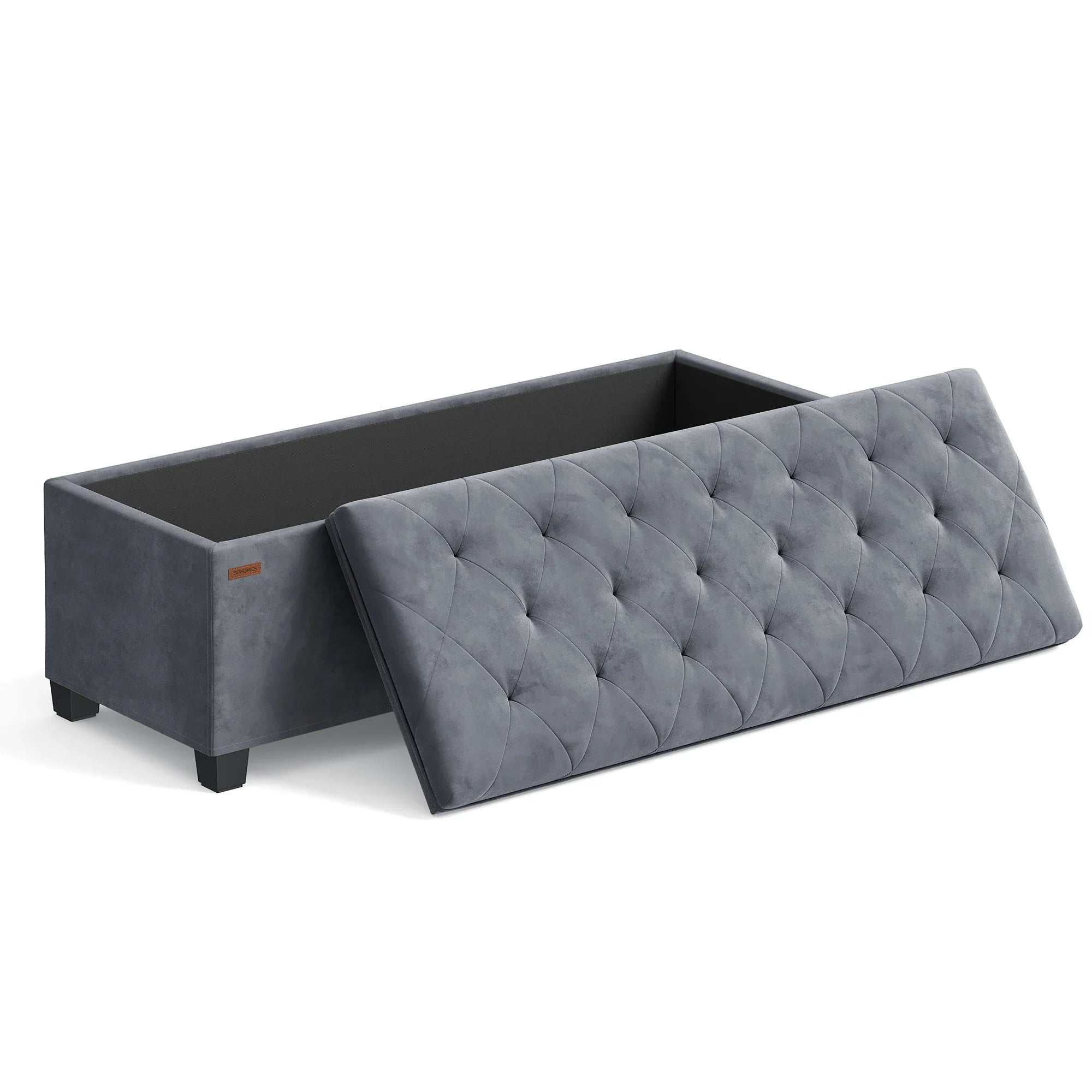 Velvet Storage Ottoman Bench, Foot Rest with Legs, 15.7 x 43 x 15.7 Inches, End of Bed Bench, Storage Chest