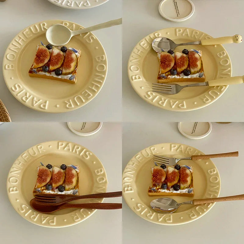 Ceramic Dessert Plate with Letter, Fruit Salad Plates, Afternoon Tea Cake Dishes