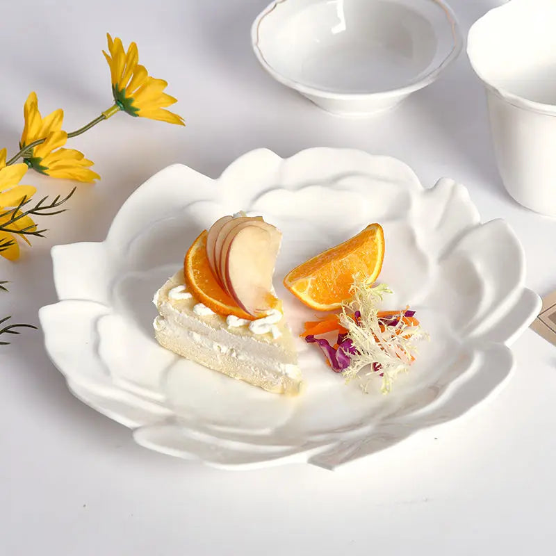 Lotus Flower Lace Cake Exquisite Dessert Plate