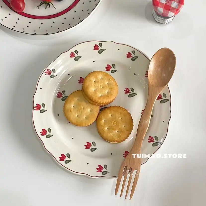 Flower Lace Ceramic Polka Dot Plates