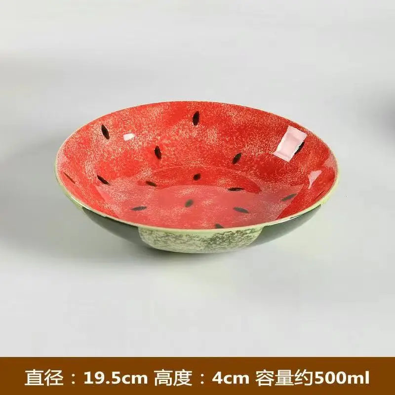 Watermelon Ceramic Cute Hand-painted Tableware Underglaze Color Fruit Shaped Bowl