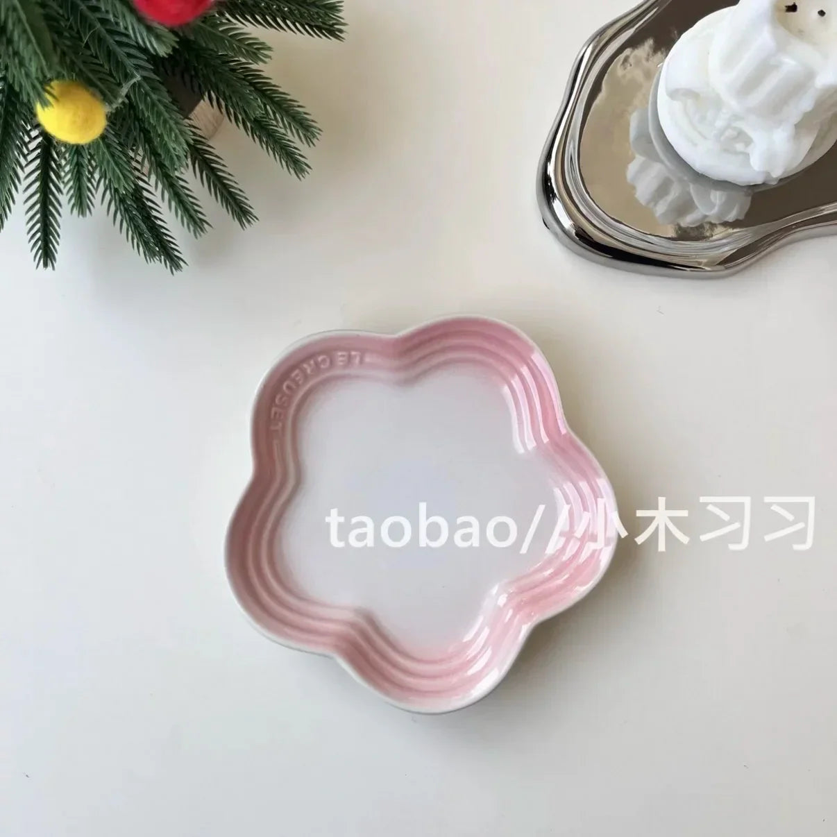 French Flower Shaped Small Plate Colored Ceramic