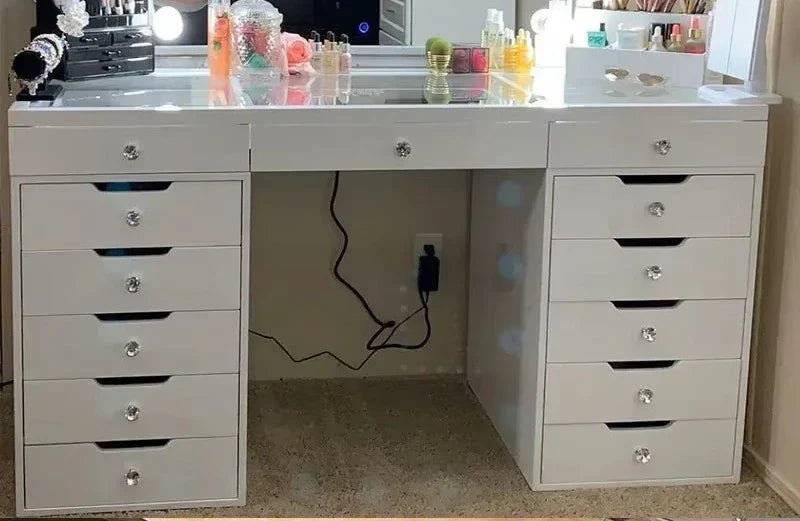 Light Luxury Style Makeup Table Light Bulb Studio Dressing Table One Piece Cabinet