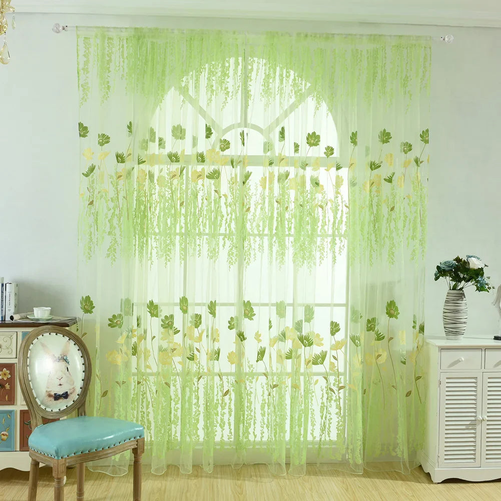 Floral Tulle Sheer Curtains for Living Room Lace Embroidered Romantic Princess