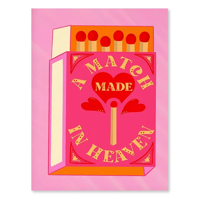 Pink Strawberry Lemon Card Cocktails Drink Posters Retro Canvas Painting