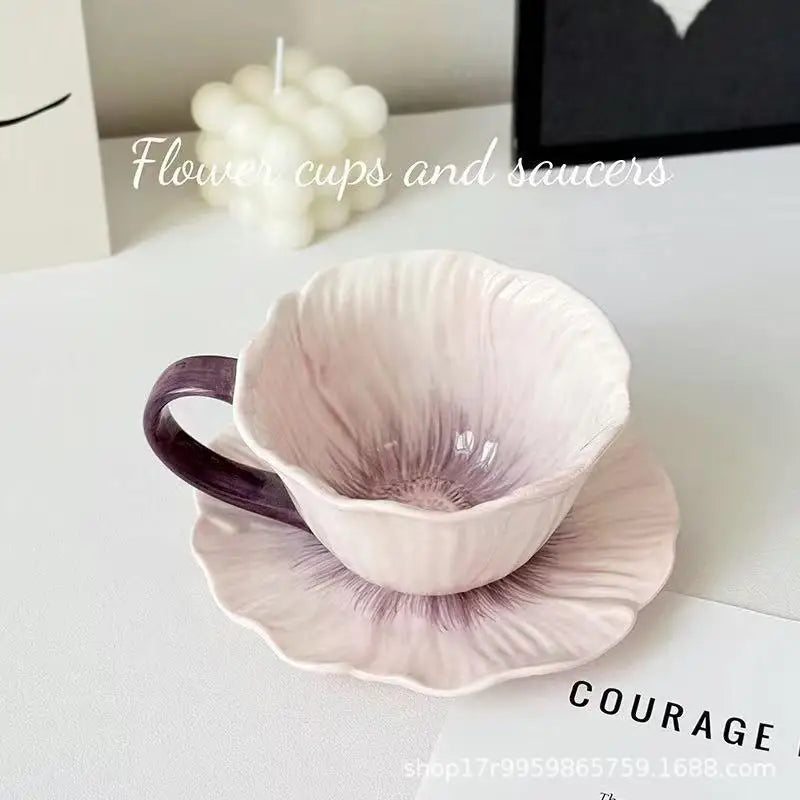 Ceramic Flower Serving Plate Cake Dessert Plate Flower Ceramic Bowl Tableware Set Dining Table