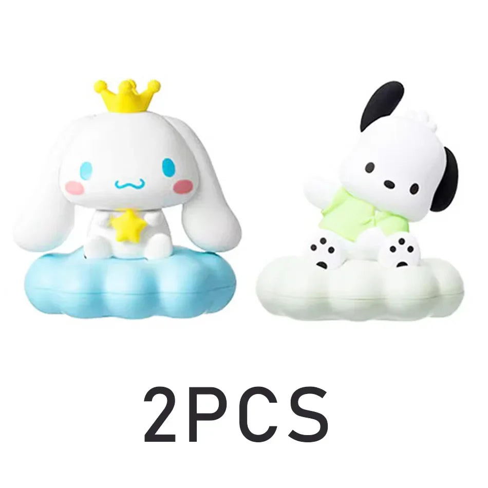 Kawaii Sanrios Night Light Enamel Cloud Cartoon Kuromi Cinnamoroll Pochacco Small Table Light Illuminating Decoration