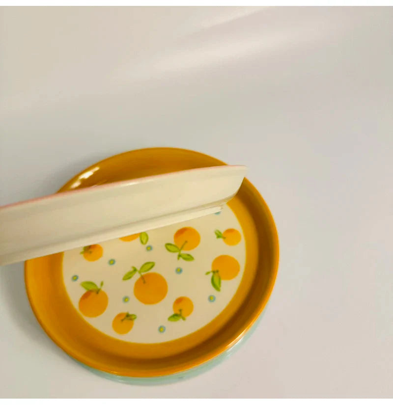 Ceramic Plate Korean Style Household Round Porcelain Dinnerware