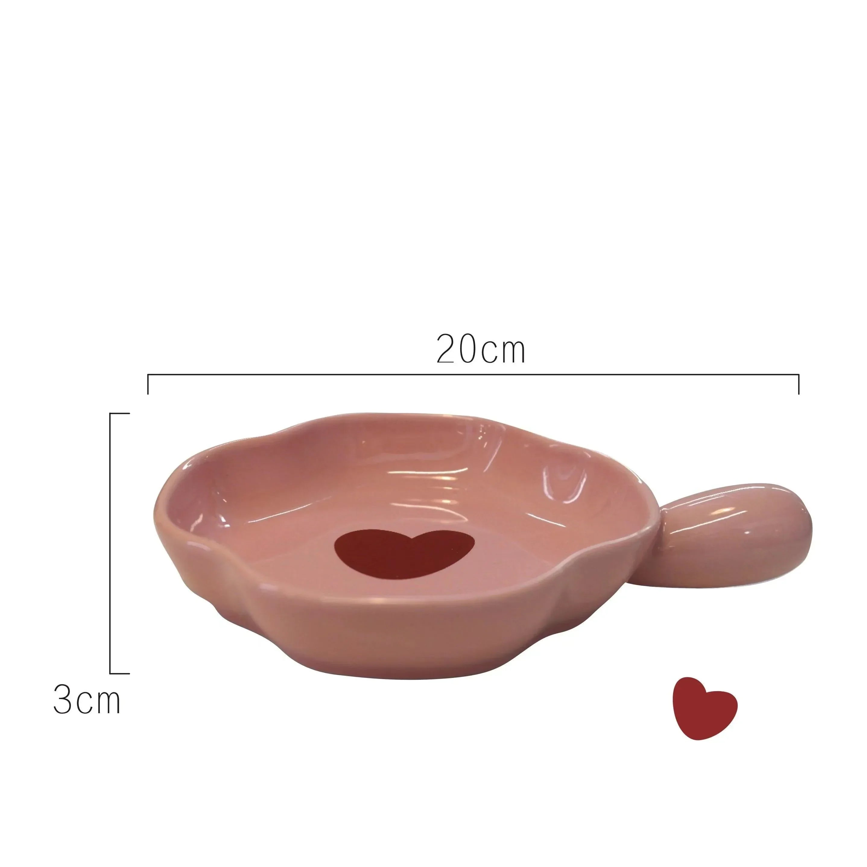 Pink Love Cutlery Set Rice Bowl Ceramic Double Ear Instant Noodle Soup Bowl Hand Paired Spoon Combination Noodle Bowl