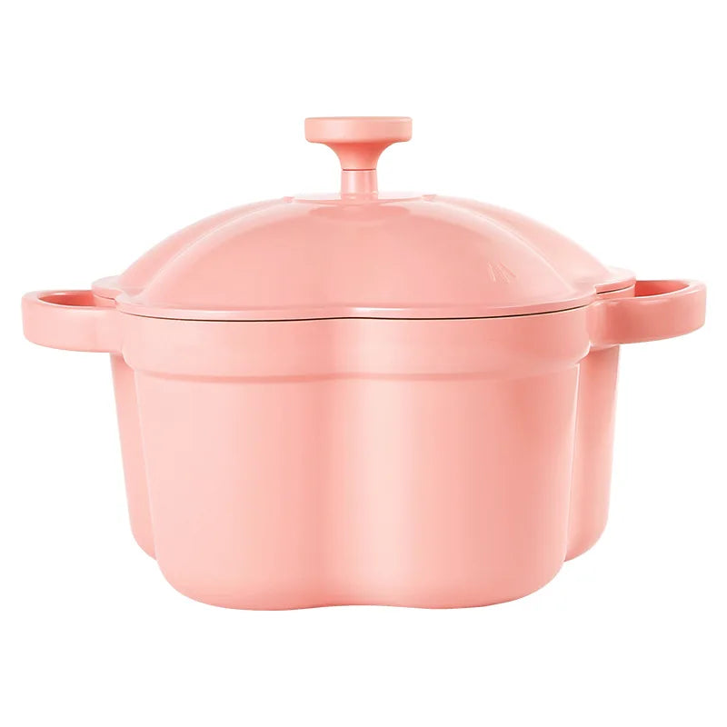 Pink Enamel Dutch Oven Non-Stick Pot Romantic Aesthetic Cooking Enameled Cast Iron Cookware Kitchen