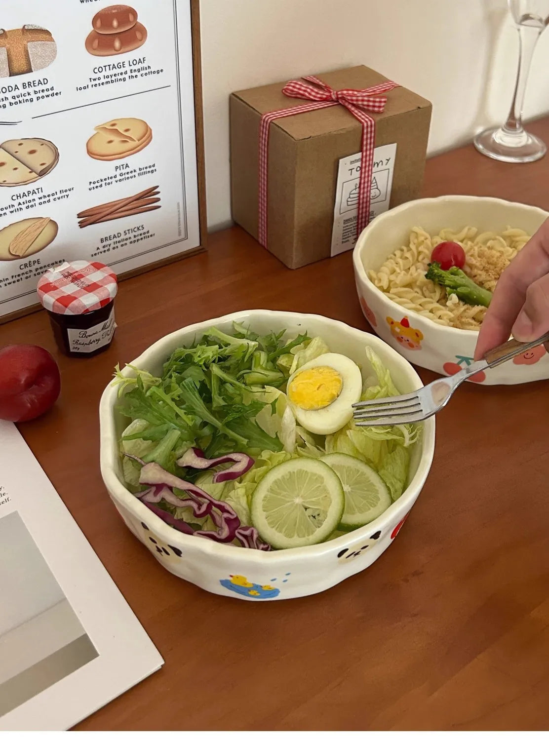 Cute Little Design Matte Hand Pressed Ceramic Deep Plate Cartoon Bowl