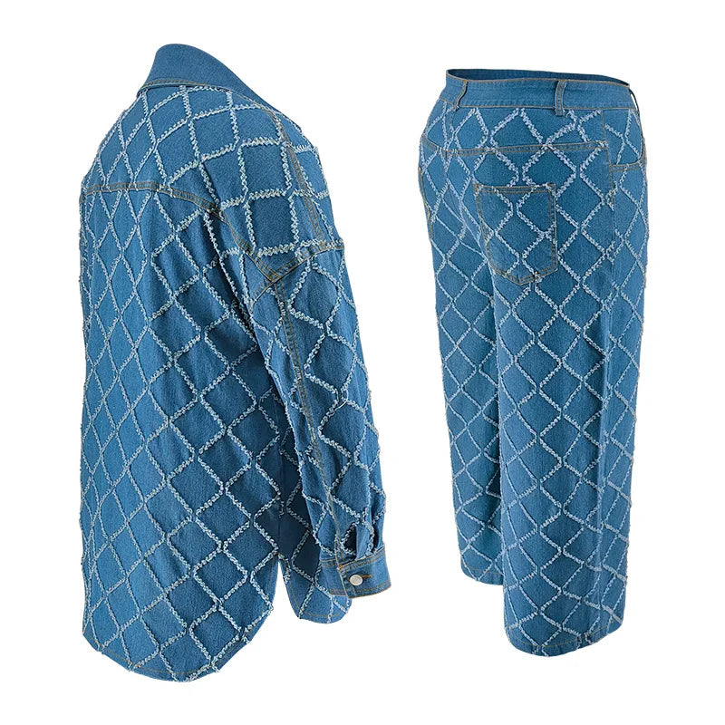 Plus Size Fashion Women Two Pieces Set Spring Long Sleeve Button Blouse Top Wide Leg Pants Oversized 2 Pieces Casual Clothes