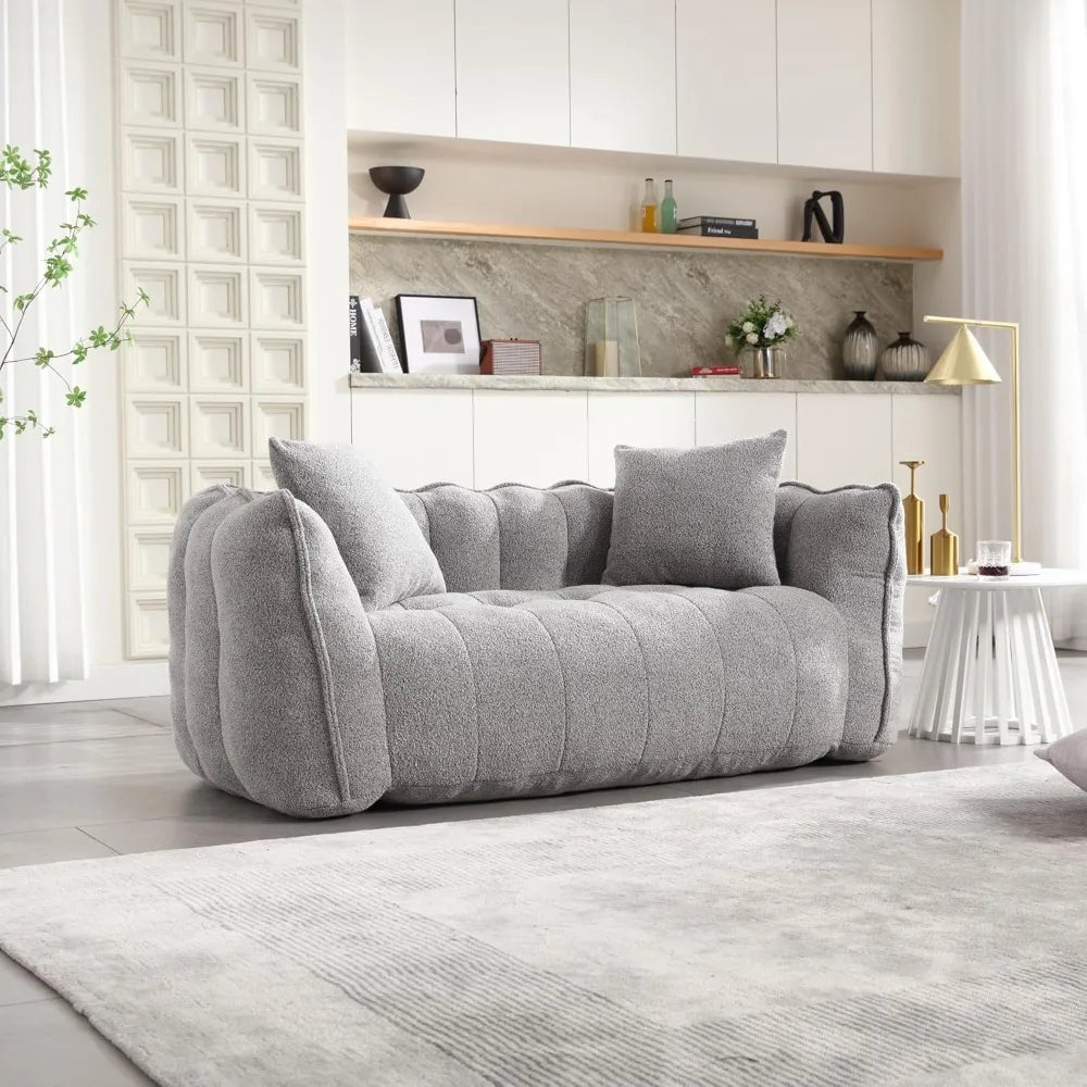 Twin Size Bean Bag Chairs Sofa, Giant Bean Bag Couch for Adults, Memory Foam Filled Loveseat Bean Bag Sofa, Comfy Lazy Sofa