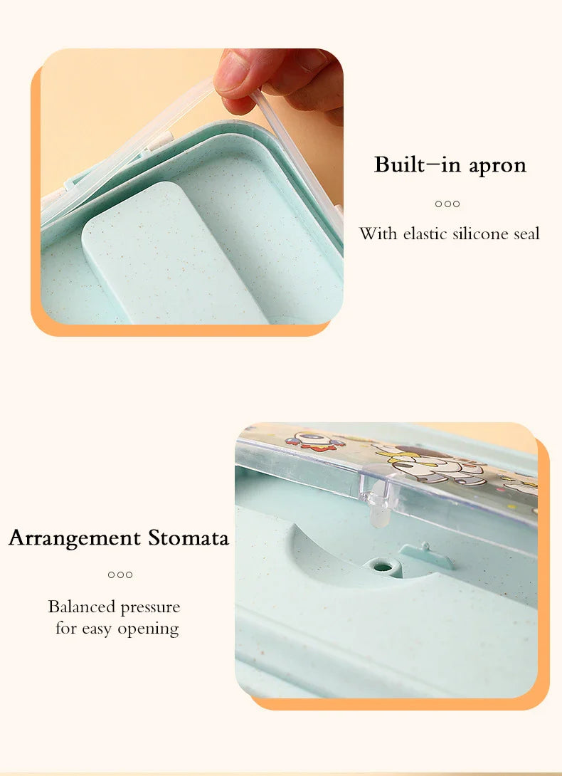 Cute Lunch Box for Kids With Compartments Bento Lunchbox School Child Leakproof