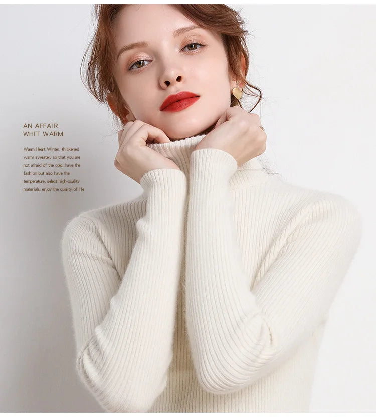 Women Fall Turtleneck Sweater Knitted Soft Pullovers Cashmere Jumpers Basic Soft Sweaters For Women Autumn Winter