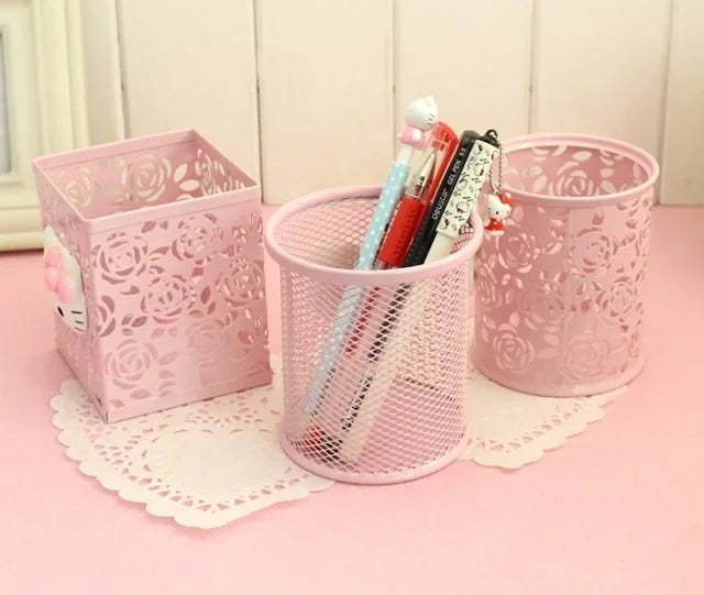Hello Kitty Sanrio Animation Peripheral Cartoon Children's Pen Holder Creative Kawaii Desktop Storage Box Ornaments