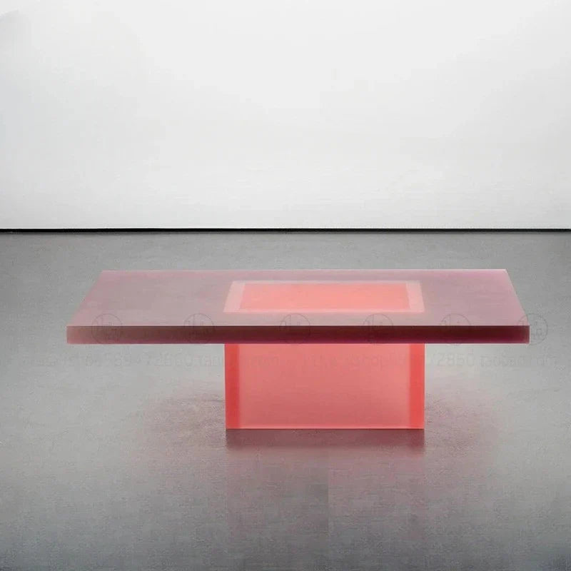 Luxury Creative Pink Rectangular Acrylic Coffee Table Modern Living Room Sofa Matte Corner Table