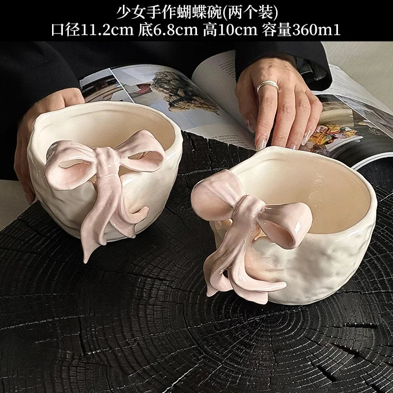 Exquisite 3D Bow Ceramic Bowl
