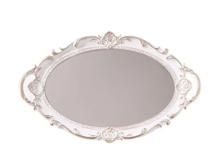 Vintage Oval Jewelry Display Tray Mirror
