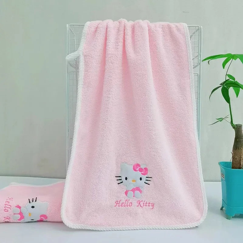 Sanrio Hellokitty Anime Body Bath Towel Pink Beauty Melody Soft face hand Microfiber Towel Fitness Sports Spa Bathrobe