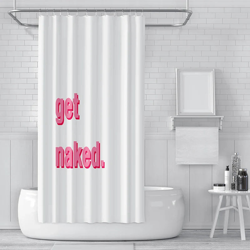 Girlboss Get Naked Pink Shower Curtain Set with Grommets and Hooks for Bathroom Decor