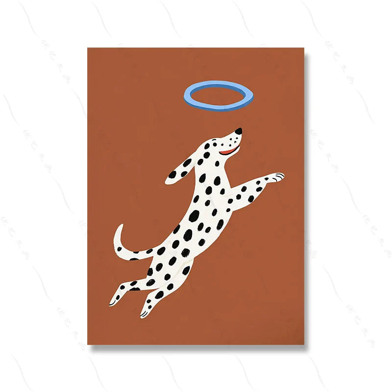 Cool Poodle Wall Art Cute Dog with Sunglasses Rabbit Colorful Kids Room Decor Modern Nursery Art Party Animal Illustration