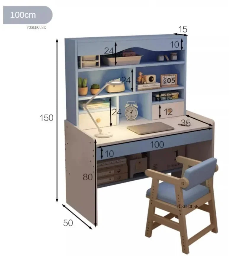 Girl Pink Bookshelf and Bookcase Integrated Study Desk with Storage Gaming Table Modern Office Furniture
