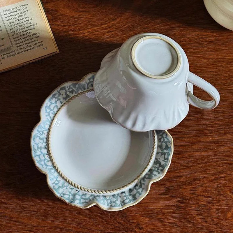Vintage Ceramic Niche Design Afternoon Teacup with Dessert Plate