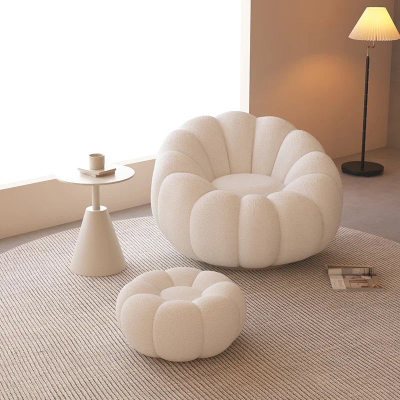 Lamb Fleece Pumpkin Sofa Chair Household Bedroom Lazy Lounge Chair Minimalist Modern Living Room