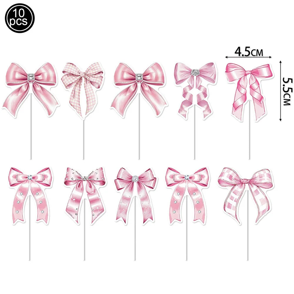 Pink Bow Paper Baking Cups Cupcake Wrappers Bow Cupcake Toppers