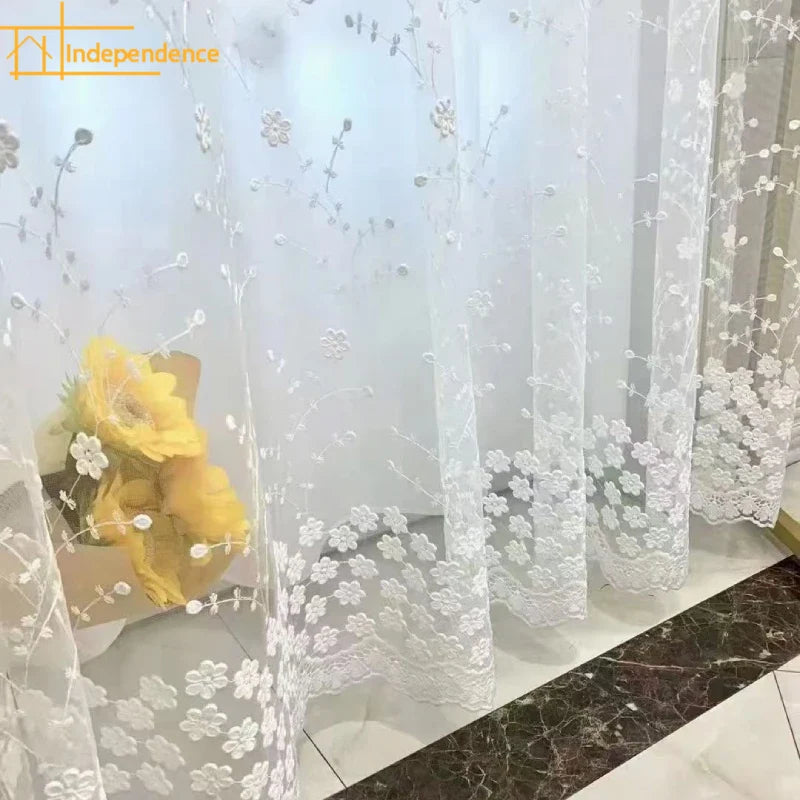 Embroidered White Curtains