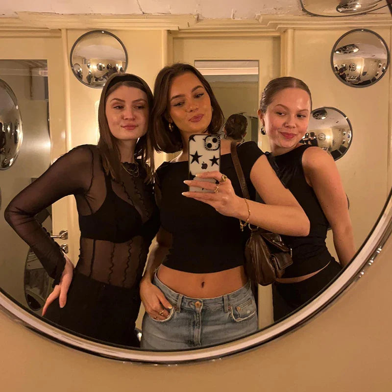 Summer Solid Color Sexy Off Shoulder Tops Lace Up Sleeveless T-Shirt Casual Slim Crop Top  Black Short Sleeve Women