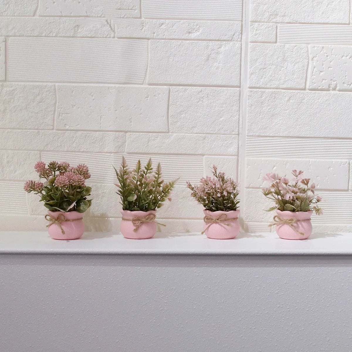 Mini Artificial Pink Series Flower Potted Plants, Home Decor Simulation Plants