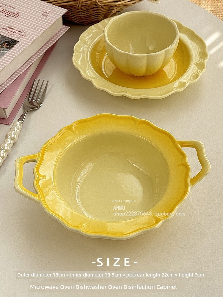 Gradient Lace Underglaze Porcelain Tableware Dish and Bowl Dish