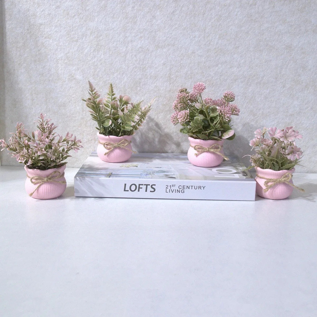 Mini Artificial Pink Series Flower Potted Plants, Home Decor Simulation Plants