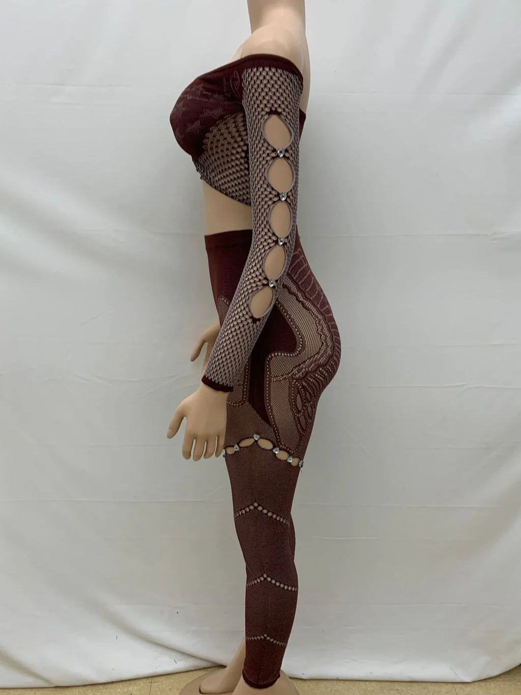 Sexy See Through Rhinestone Jumpsuit Women Pants Summer Bodycon Romper Jumpsuit Woman Long Sleeve