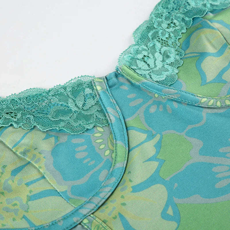 Fashion Chic Print Lace Trim Cams Bustier Women Skinny Retro Hottie Camisole Style