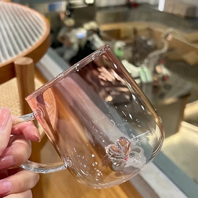 Love Gradient Transparent Glass Mug