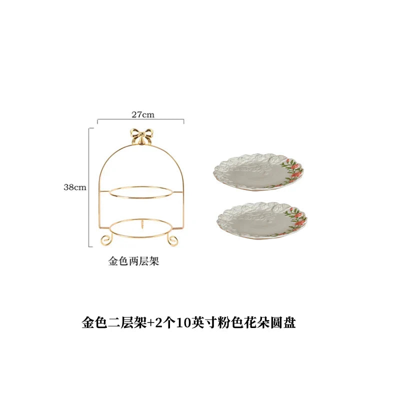 Rose Ceramic Afternoon Tea Cake Dessert Plate