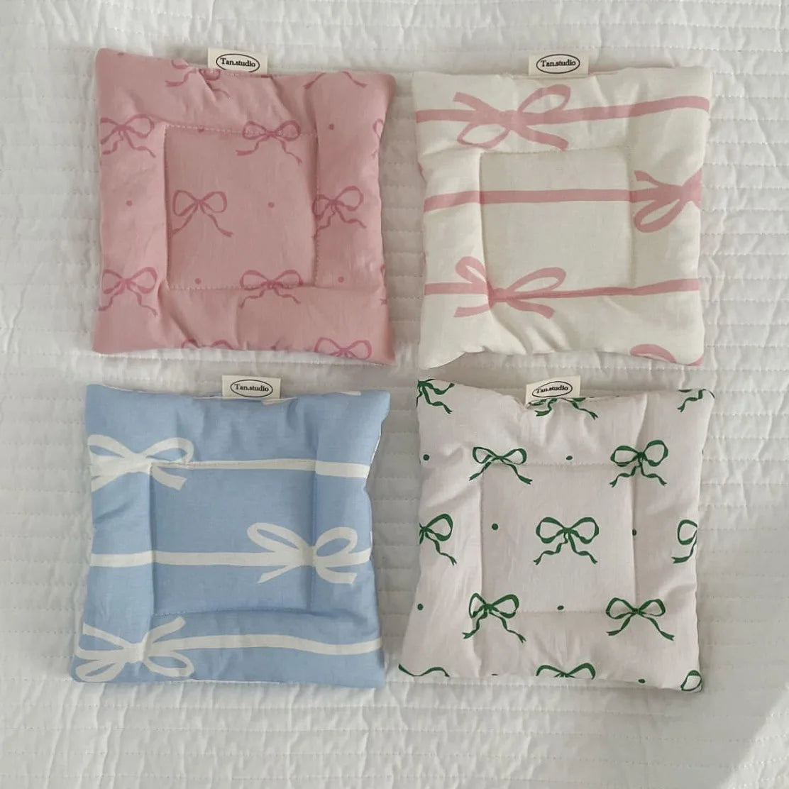 Coquette Bow Coasters Double Thickened Fabric Girl Heart Tableware Mats Sweet