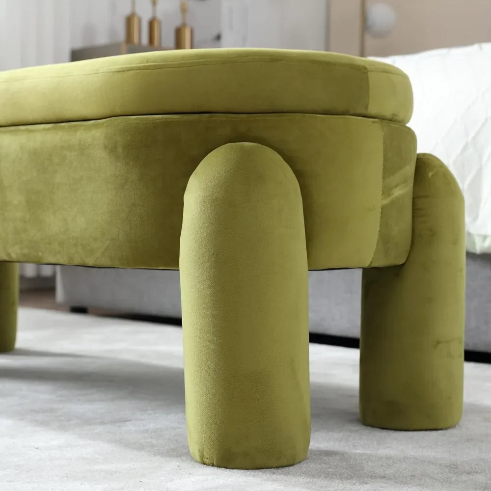Modern Storage Ottoman Bench, Velvet Upholstered Storage Bench End of Bed Stool for Bedroom Living Room Entryway, 44.75" Width,