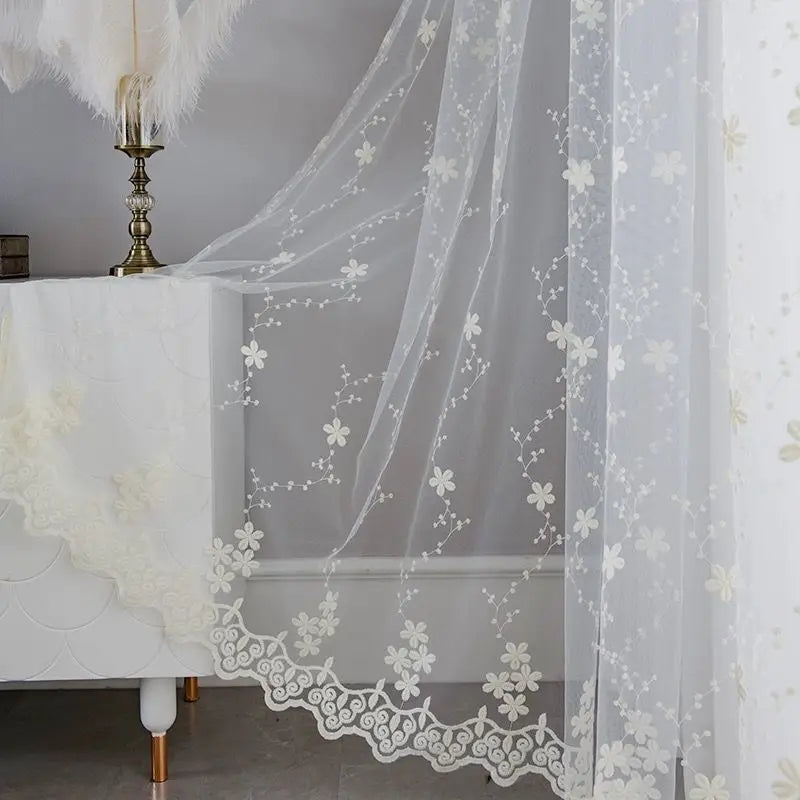 Embroidery Flowers Lace Curtains