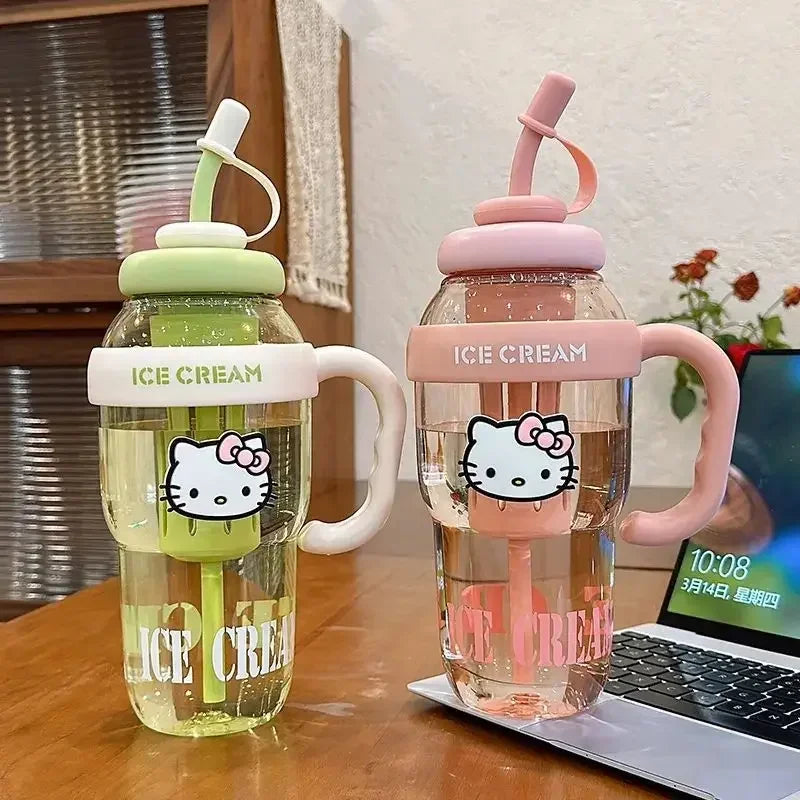 Sanrio Water Cup Hello Kitty  Anime Straw Cup Cartoon Cute Large Capacity Outdoor Activities Portable Tea Separation | 1300ML