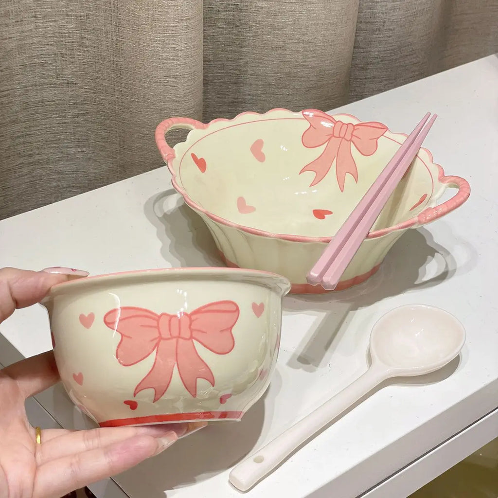 Ceramic Lovely Bow Wave Lace Ceramic Heart Plate