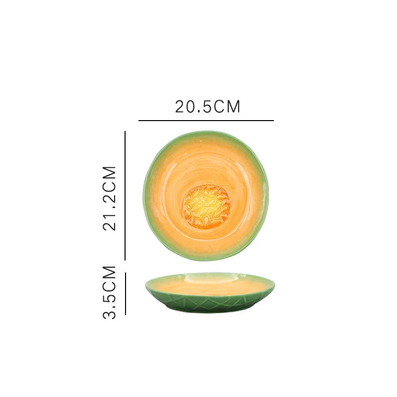 Fruit Shaped Ceramic Plate Creative Salad Plate Lovely Ceramic Tableware Fruit Plate Bowl Set Oven Dish Salad Bowl