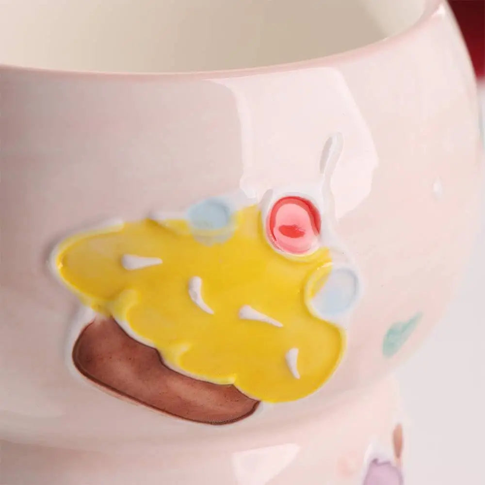 Cute Ceramic Breakfast Cup Hand Painted Large Capacity Floral Pattern Cup