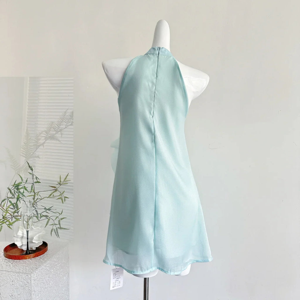 Women's Coquette Ruffle Dress Mini Chiffon Frock Design One-Piece Cute Sleeveless