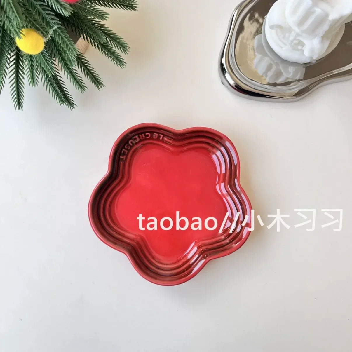 French Flower Shaped Small Plate Colored Ceramic